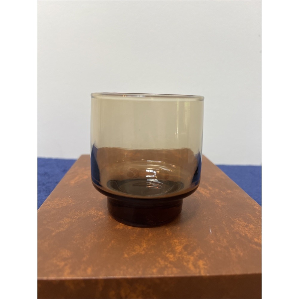 Vintage‎ Libbey Smokey Tawny Brown Flat Base Glass Tumbler 3.25" Tall
